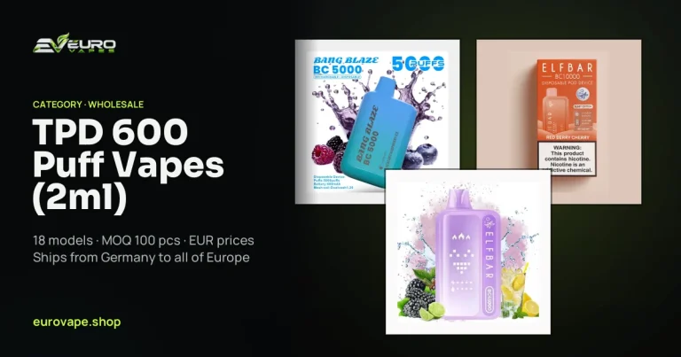 TPD 600 Puff Vapes (2ml) wholesale – TPD 600 Puff Vapes (2ml) in bulk from Euro Vapes Germany